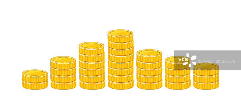 金色硬币金字塔堆叠图片素材