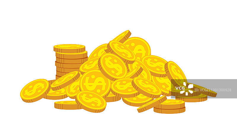 卡通风格山峰金币堆图片素材