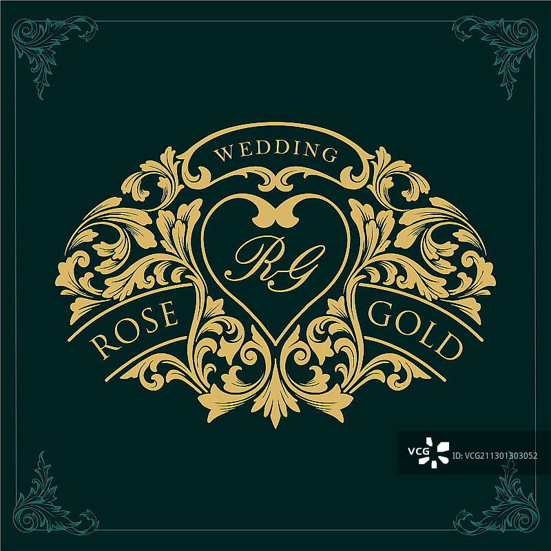 金色书法复古装饰贺卡图片素材