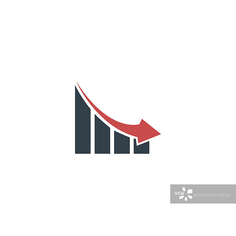 扁平风格的下跌图表红色符号图片素材