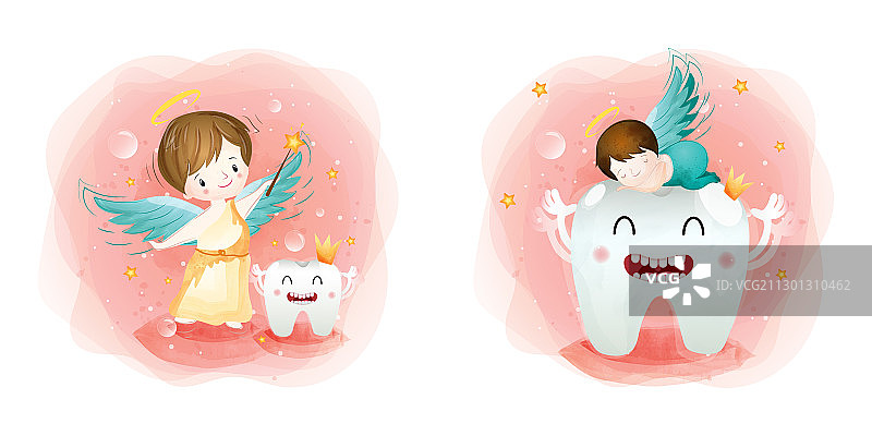 卡通仙女与可爱牙齿图片素材