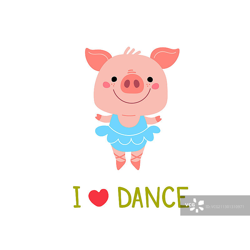 热爱跳舞的小猪舞者贺卡图片素材