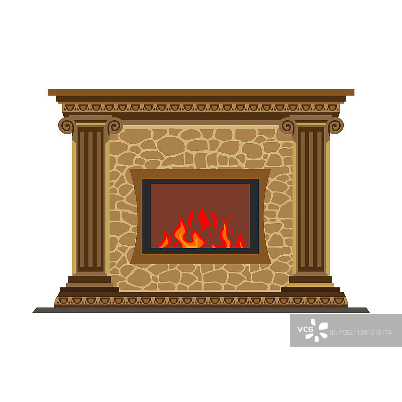 壁炉卡通图标图片素材