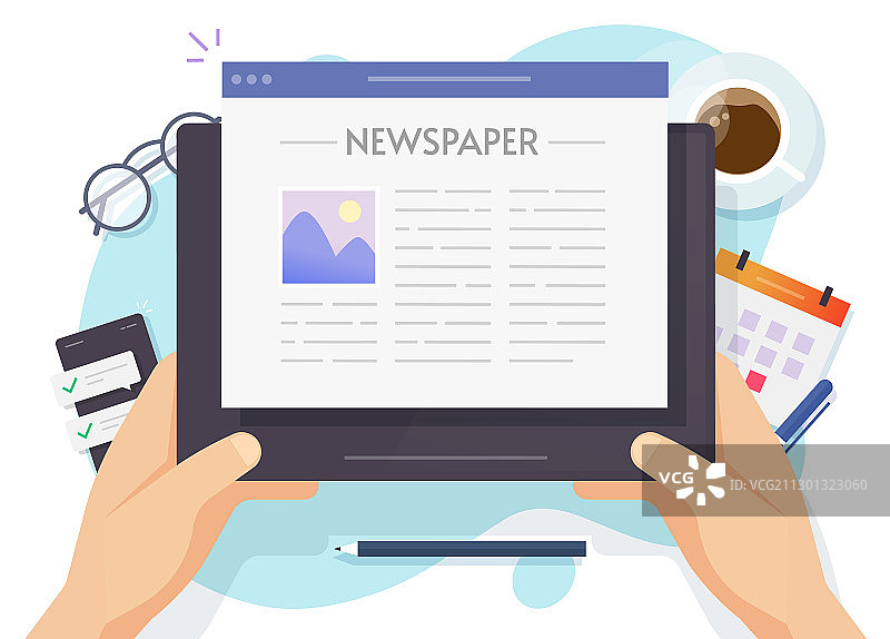 每天在线阅读新闻或数字互联网图片素材