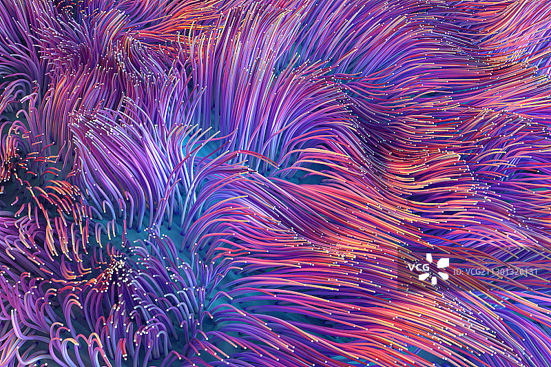 流动生长的粒子线条背景 3D渲染图片素材