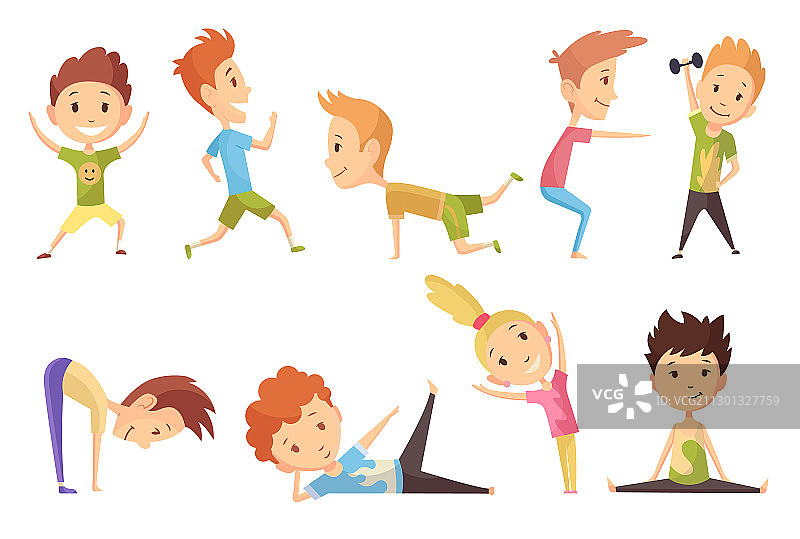 健身运动：男孩和女孩图片素材