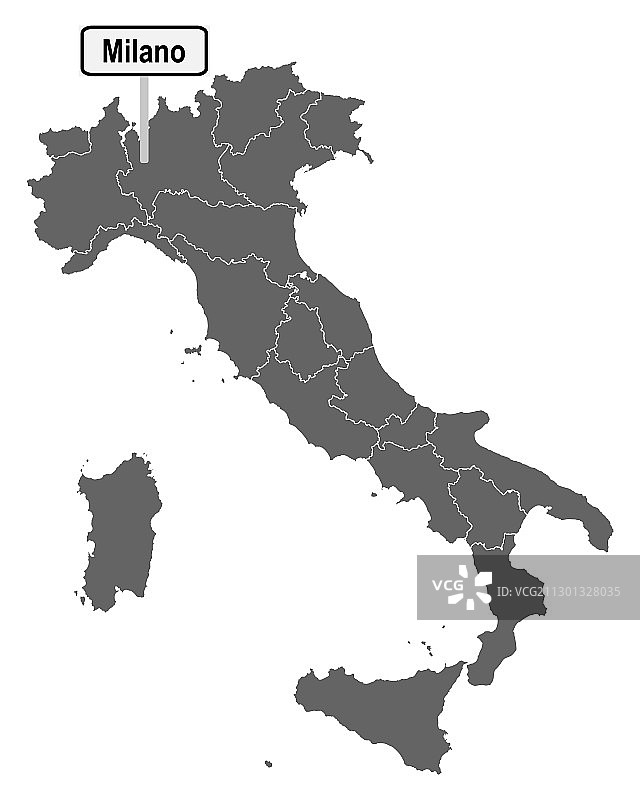 带有米兰路标的意大利地图图片素材