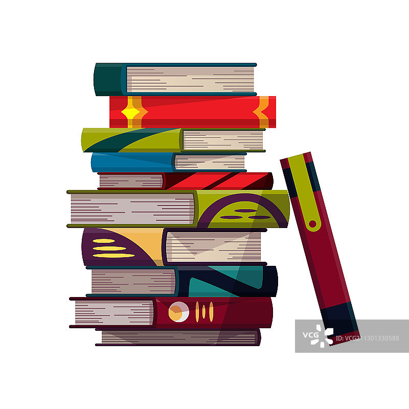 白色背景上堆叠的彩色书籍图片素材