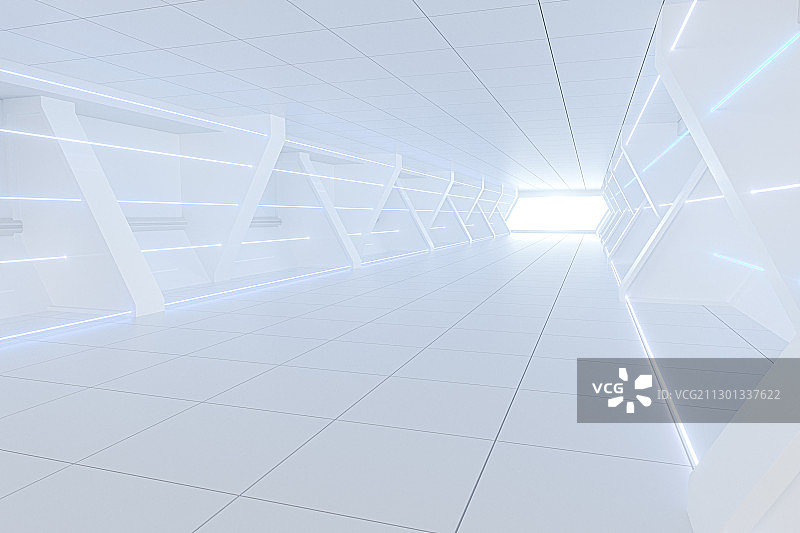 白色隧道室内结构 3D渲染图片素材