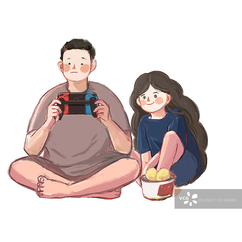 打游戏的情侣图片素材