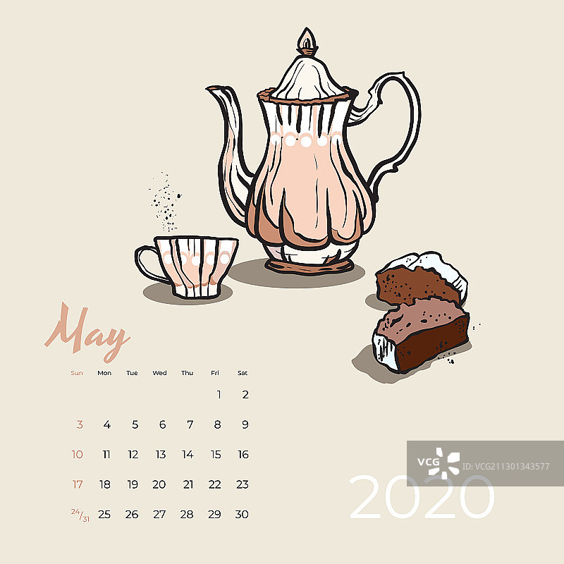 2020年5月日历美食茶艺图片素材