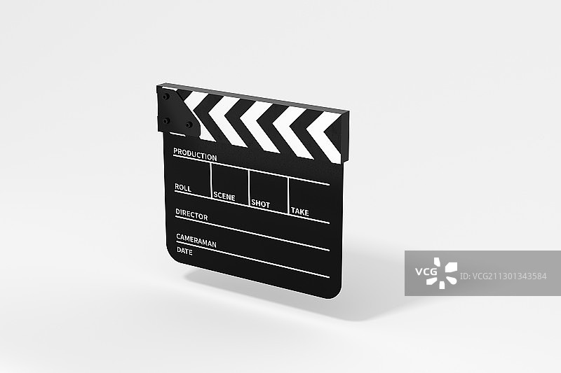 场记板与白色背景 3D渲染图片素材