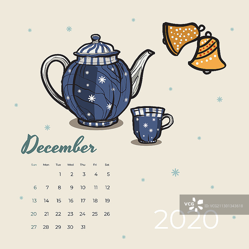 2020年12月日历美食和茶艺图片素材