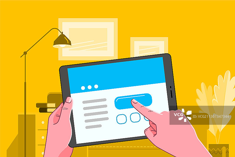 男人使用平板电脑，网络应用图片素材
