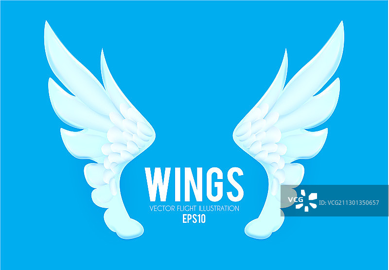 3D卡通与写实天使白色纸质翅膀图片素材