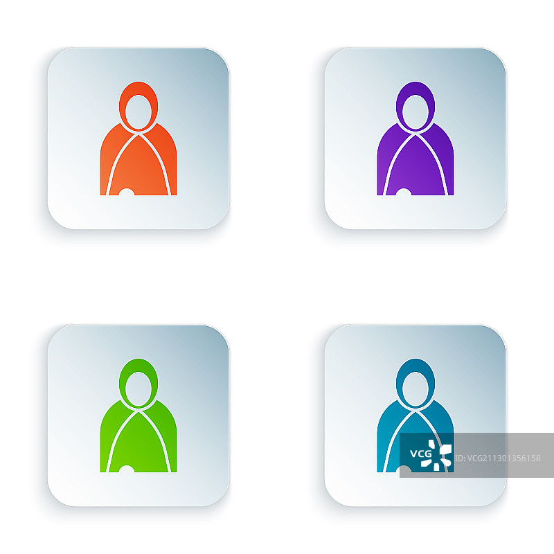 披肩斗篷彩色线条图标图片素材