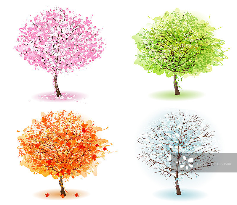 代表四季的风格化树木图片素材