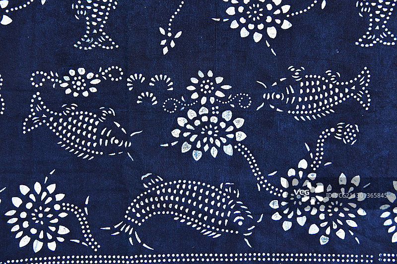 山东枣庄蓝印花布图片素材