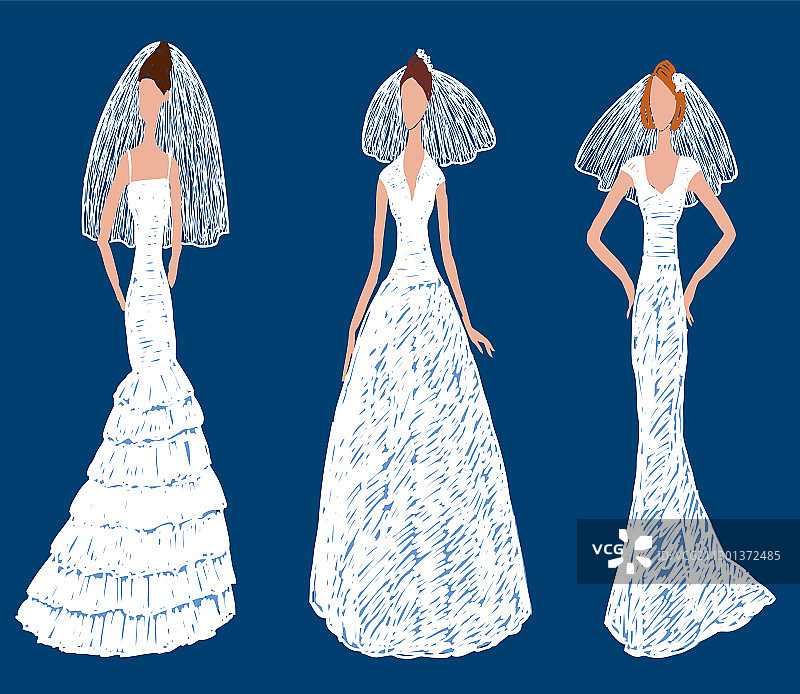 不同婚礼上的年轻新娘图片素材