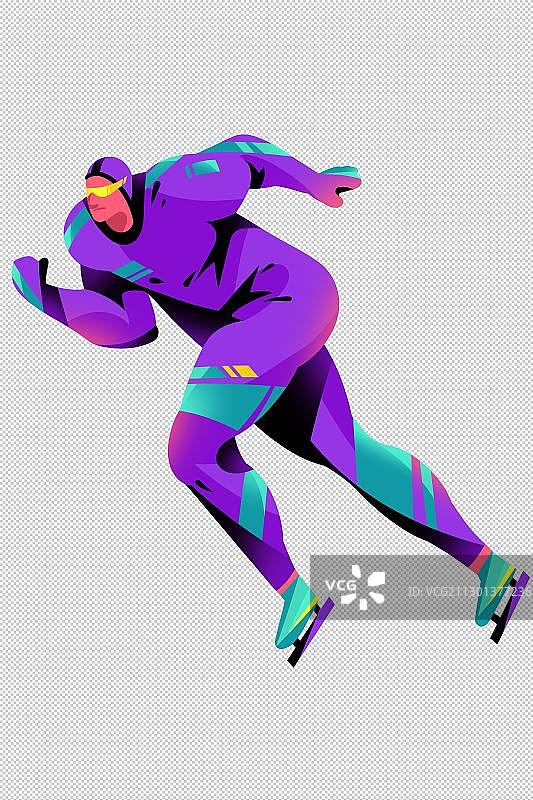 运动员滑冰冲刺的插画图片素材