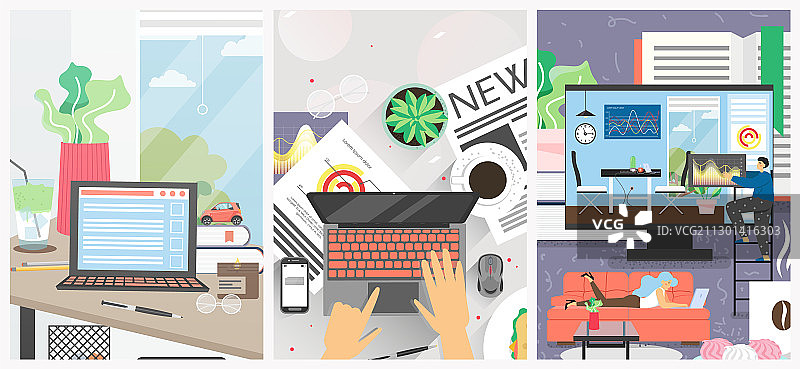 在家远程办公海报图片素材