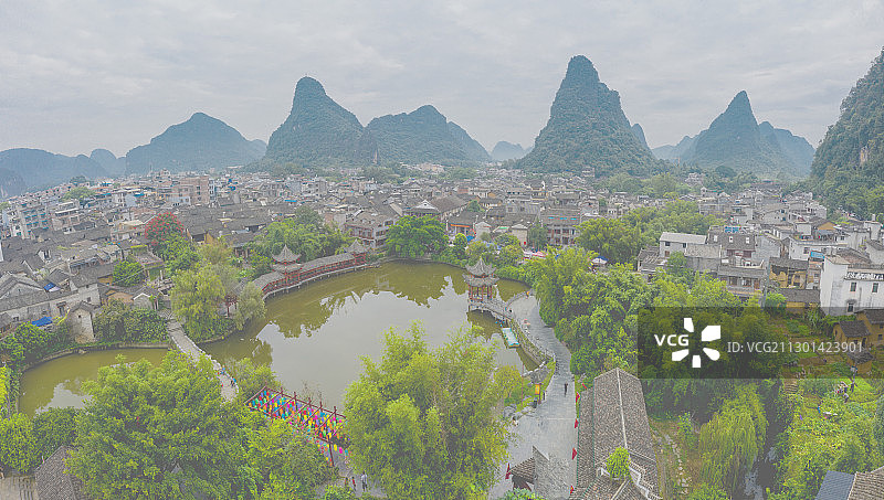 航拍中国历史文化名镇广西贺州黄姚古镇图片素材