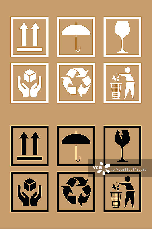 一组易碎包裹运输处理图标图片素材