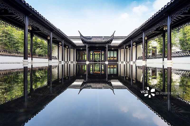 中式四合院前庭图片素材