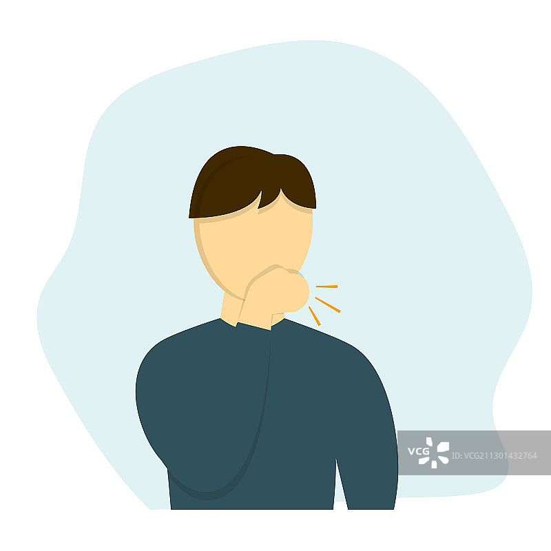 男人咳嗽扁平风格设计图片素材