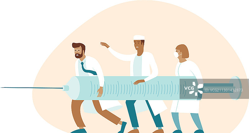 医生用疫苗对抗冠状病毒图片素材