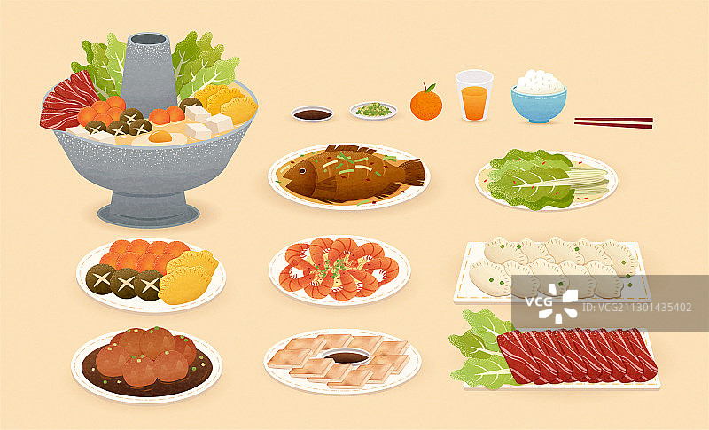 年夜饭围炉火锅素材集合图片素材