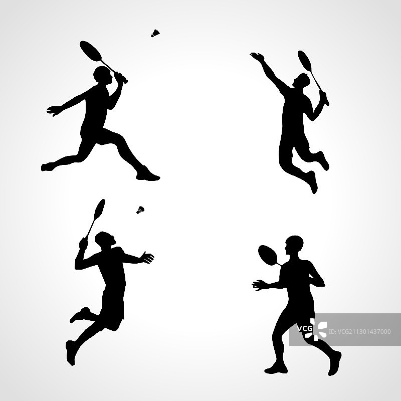 羽毛球运动员剪影合集图片素材