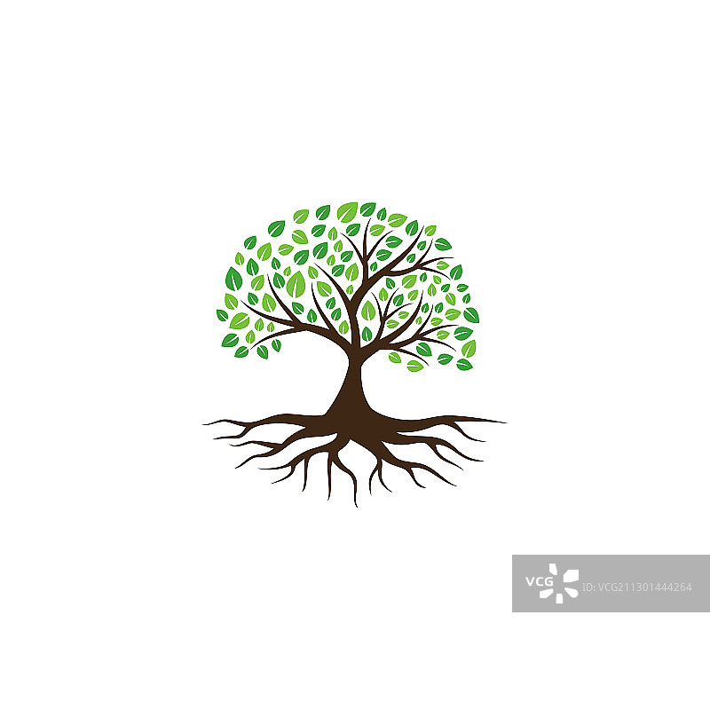 摘要树标志设计绿树和树叶图片素材