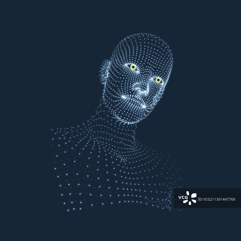 3D网格几何人脸头部图片素材