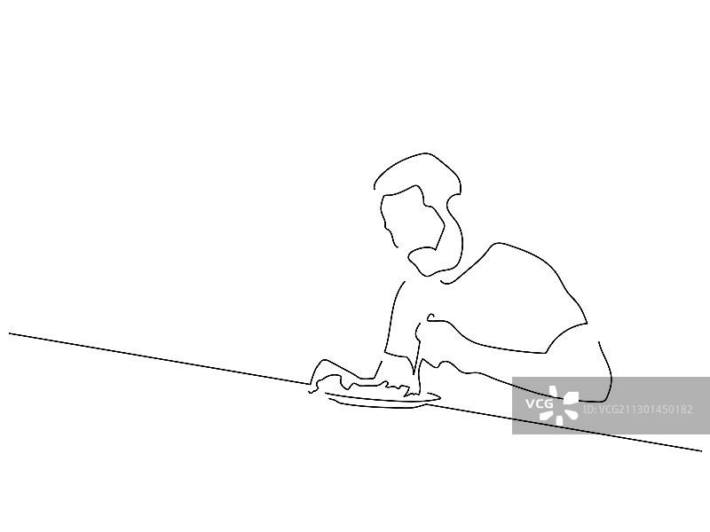 人们用餐的隔离线条画图片素材