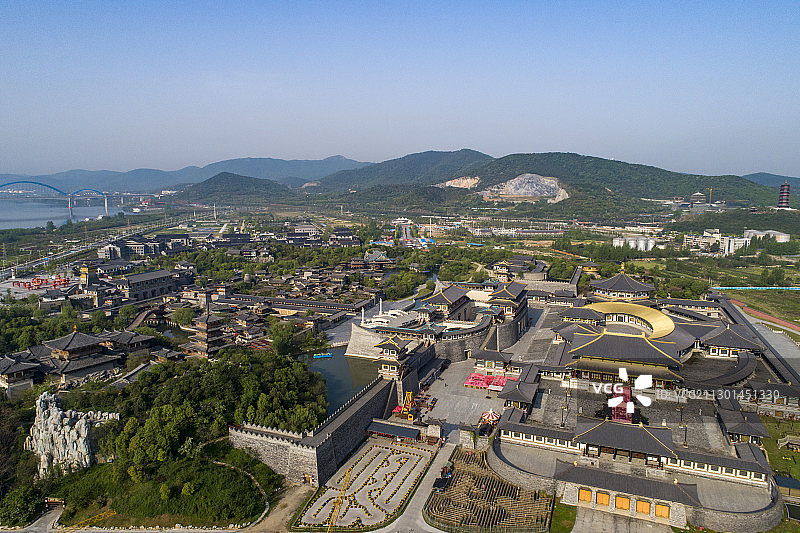 襄阳唐城景区影视城仿唐风格建筑风光图片素材