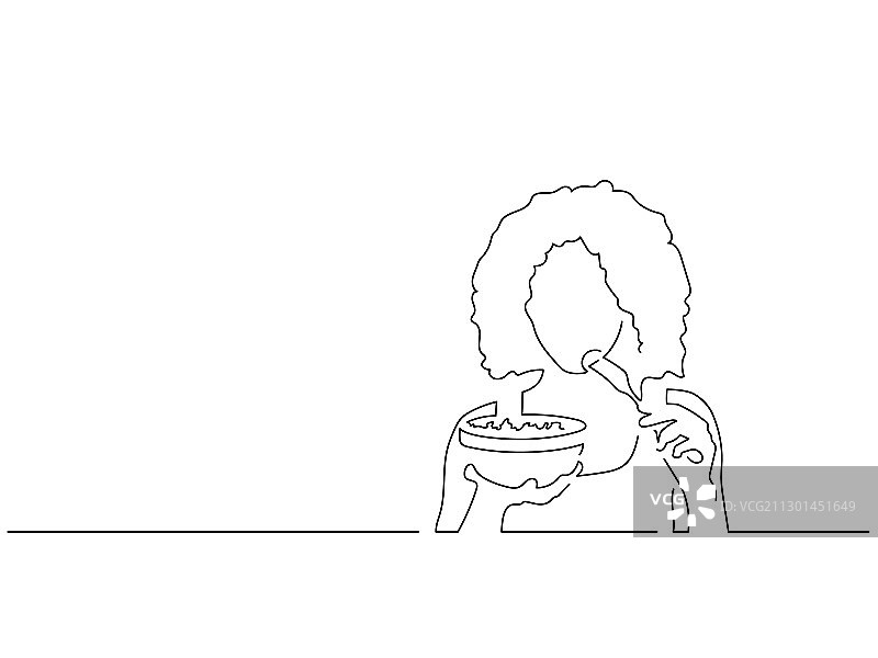 人们用餐的隔离线条画图片素材