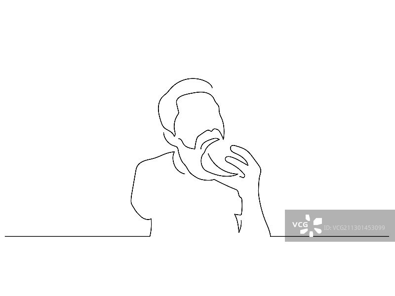 人们用餐的隔离线条画图片素材