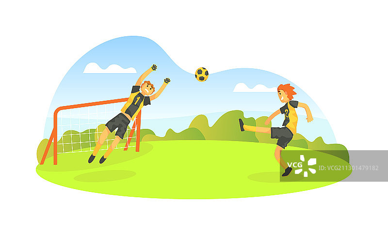 少年们在户外踢足球图片素材