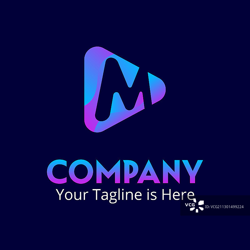 字母M多媒体播放App标志图片素材