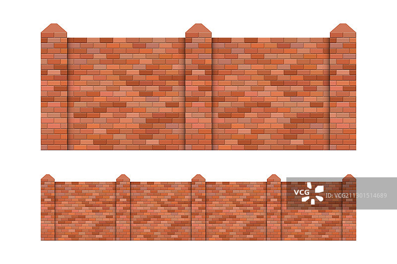 白色背景上的砖砌围栏图片素材