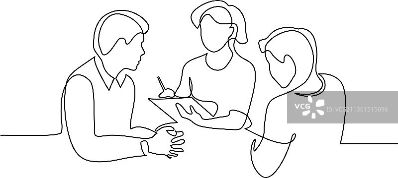 员工讨论工作想法线稿图片素材