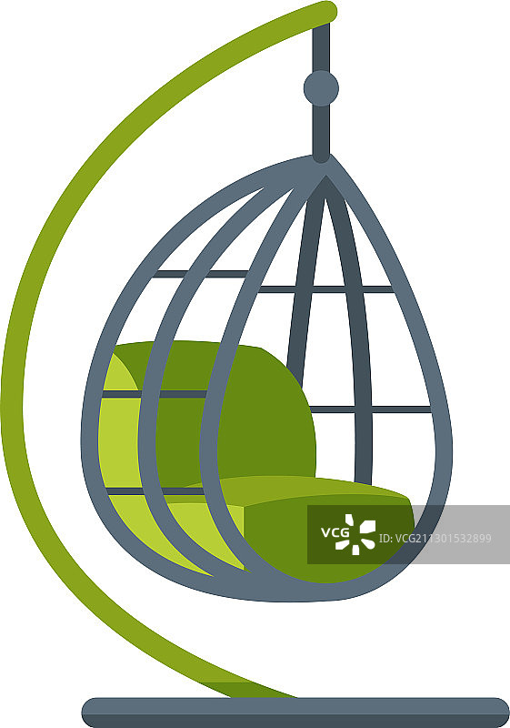 悬挂在现代花园框架上的秋千椅图片素材