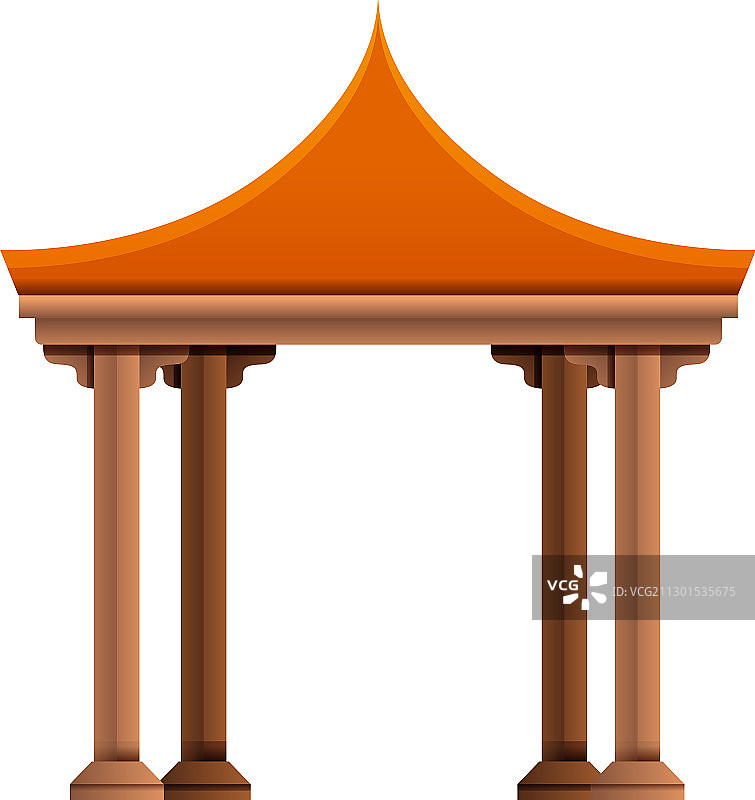 卡通风格的亚洲凉亭图标图片素材