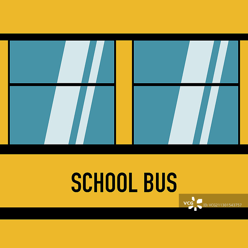 蓝色美式校车扁平设计图片素材