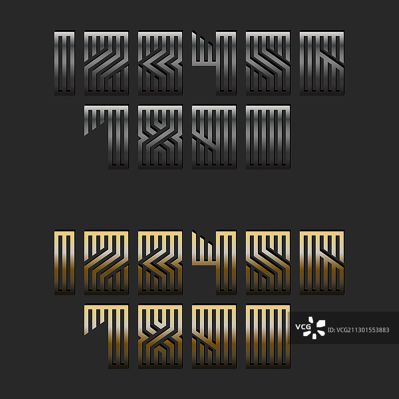 现代金属数字字母组合图片素材