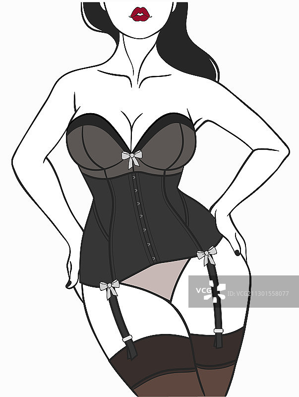 穿着优雅内衣的漂亮女人图片素材