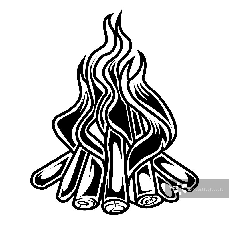 黑白复古露营柴火图片素材