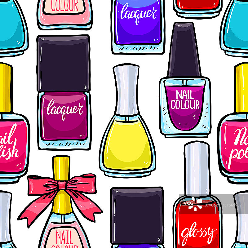 彩色指甲油无缝图案图片素材
