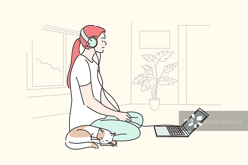 音乐冥想放松概念图片素材